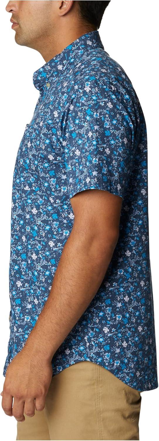 imageColumbia Mens Rapid Rivers Printed Short Sleeve Shirt Comfort StretchDark Mountain Minibiscus