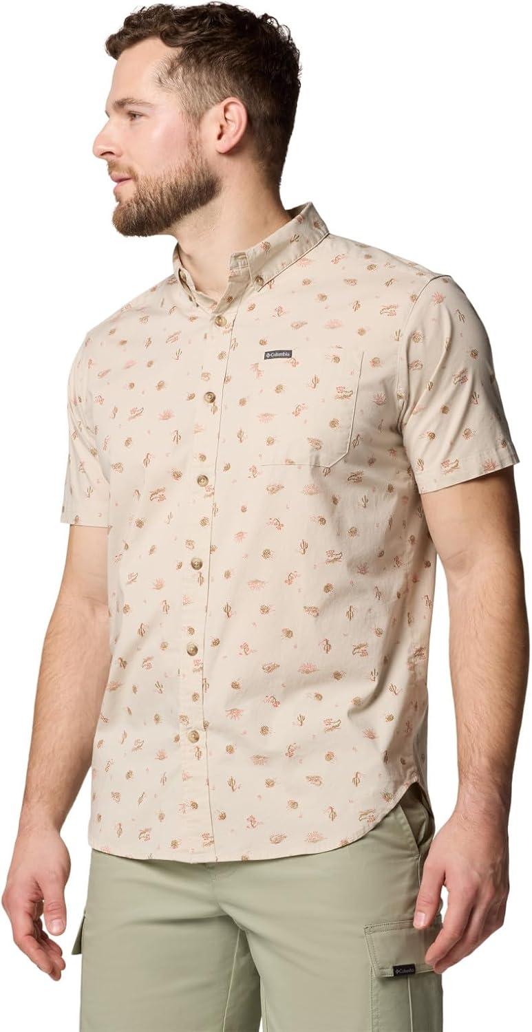 imageColumbia Mens Rapid Rivers Printed Short Sleeve Shirt Comfort StretchDark Stone Deserted