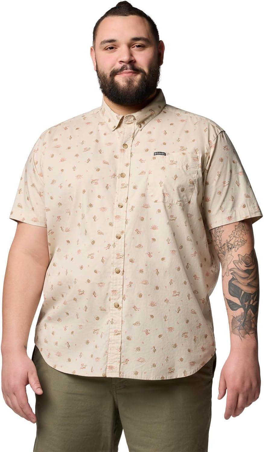imageColumbia Mens Rapid Rivers Printed Short Sleeve Shirt Comfort StretchDark Stone Deserted