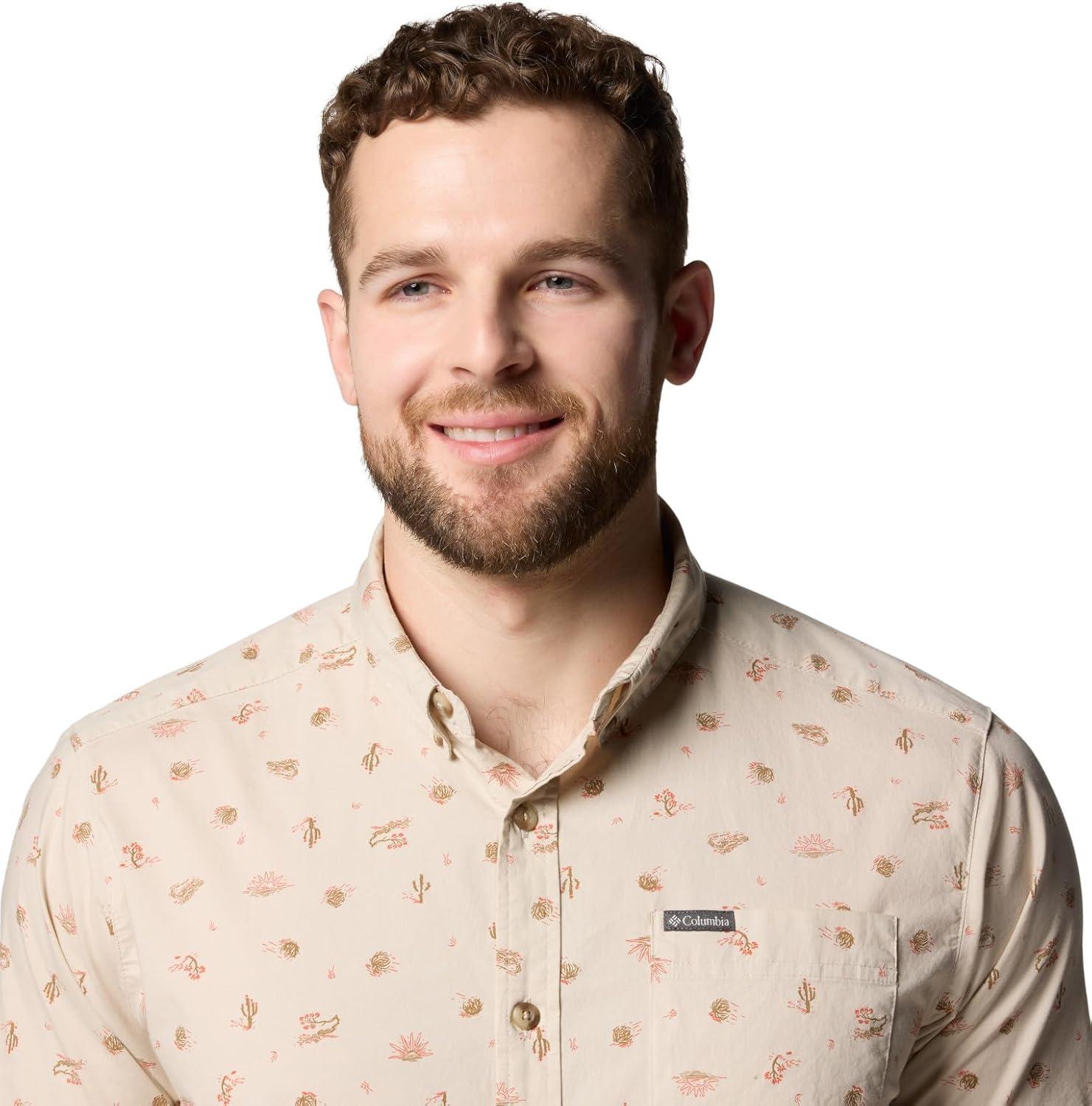 imageColumbia Mens Rapid Rivers Printed Short Sleeve Shirt Comfort StretchDark Stone Deserted