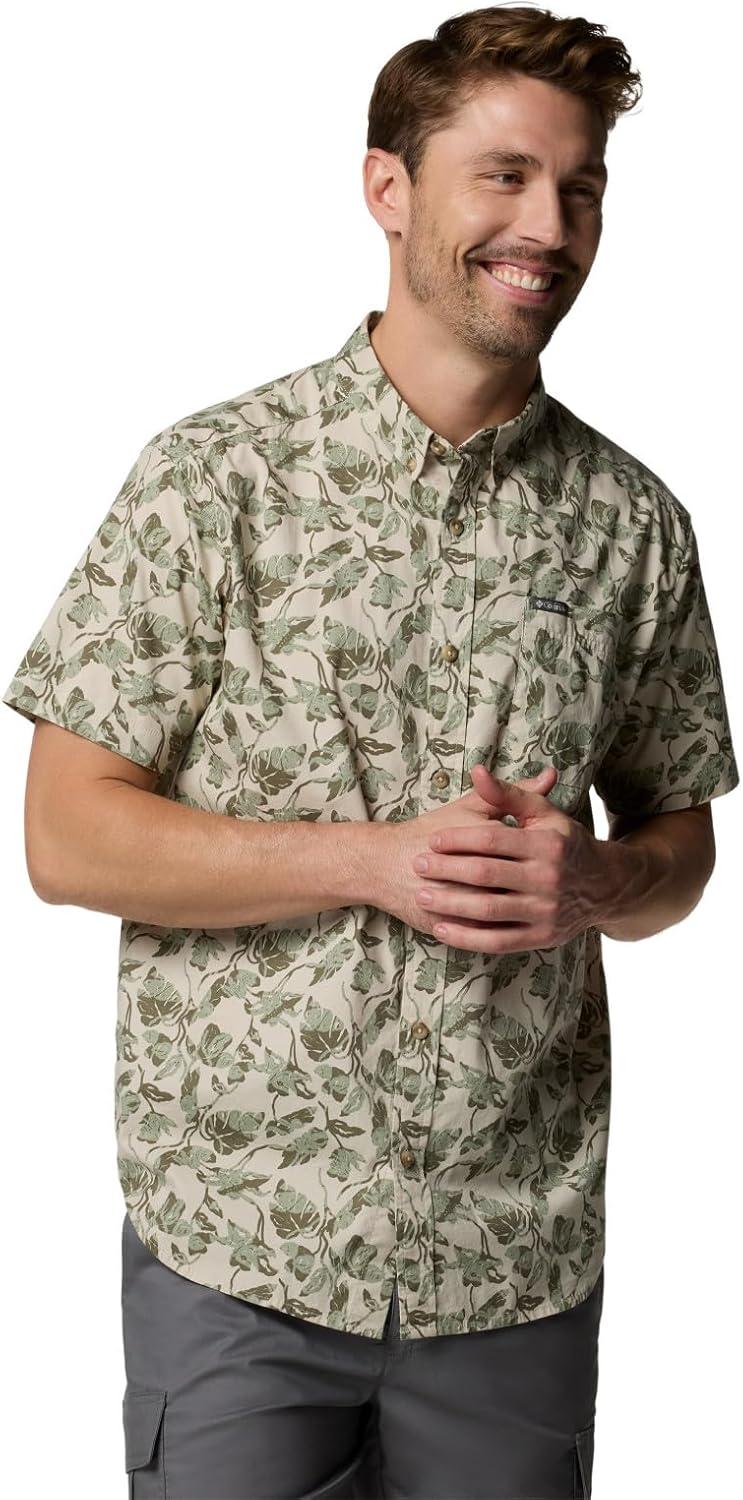 imageColumbia Mens Rapid Rivers Printed Short Sleeve Shirt Comfort StretchDark Stone Vined