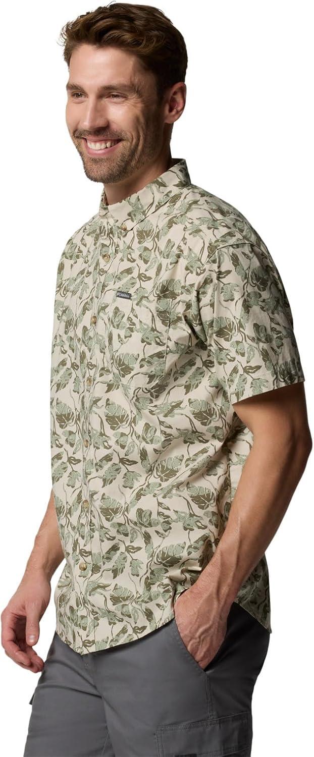 imageColumbia Mens Rapid Rivers Printed Short Sleeve Shirt Comfort StretchDark Stone Vined