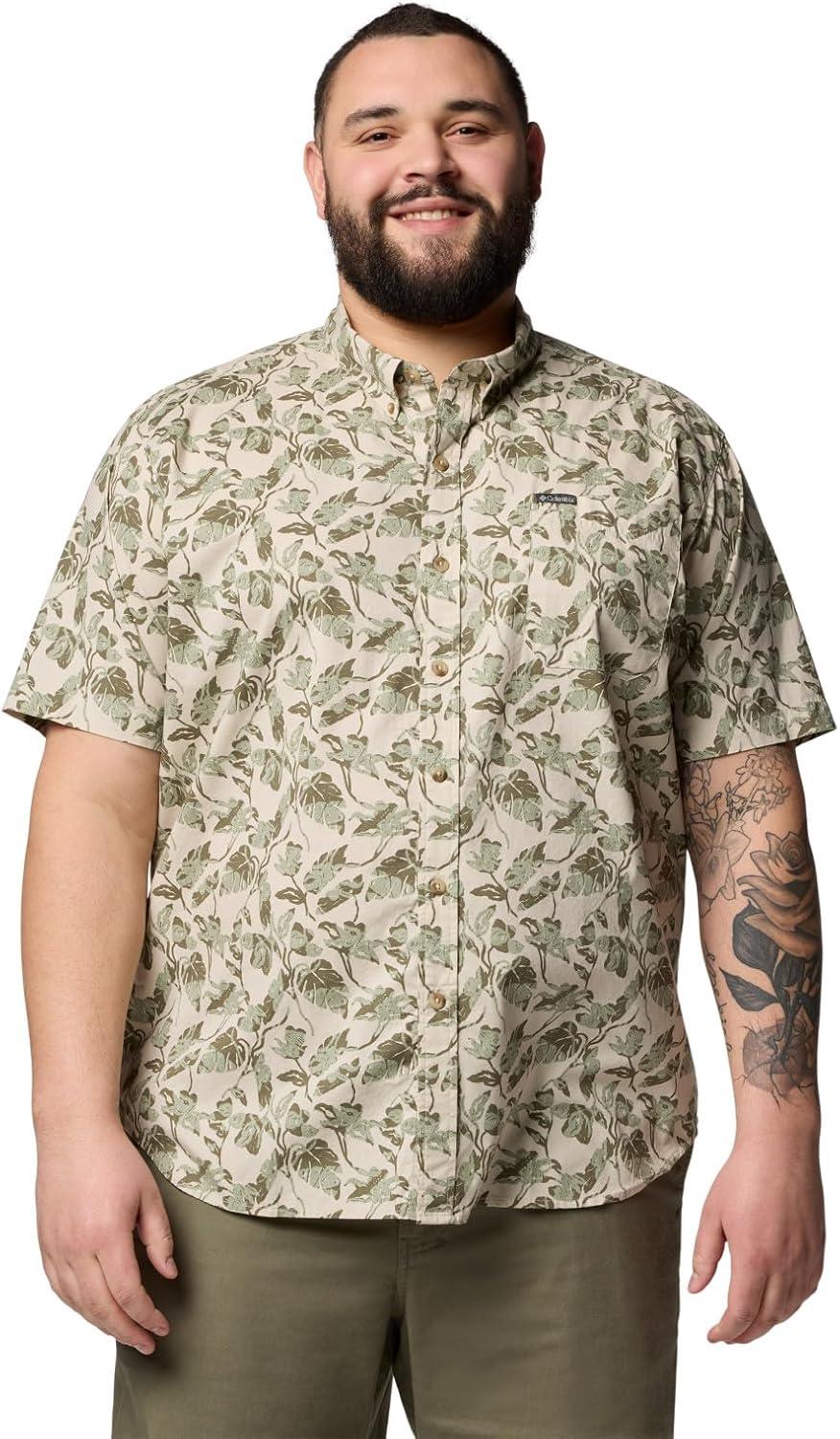 imageColumbia Mens Rapid Rivers Printed Short Sleeve Shirt Comfort StretchDark Stone Vined