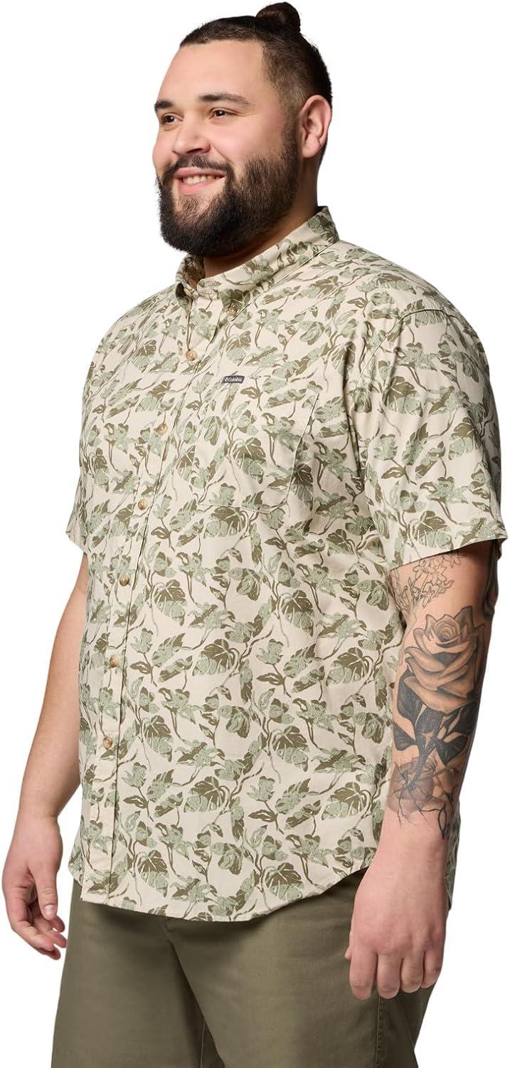 imageColumbia Mens Rapid Rivers Printed Short Sleeve Shirt Comfort StretchDark Stone Vined