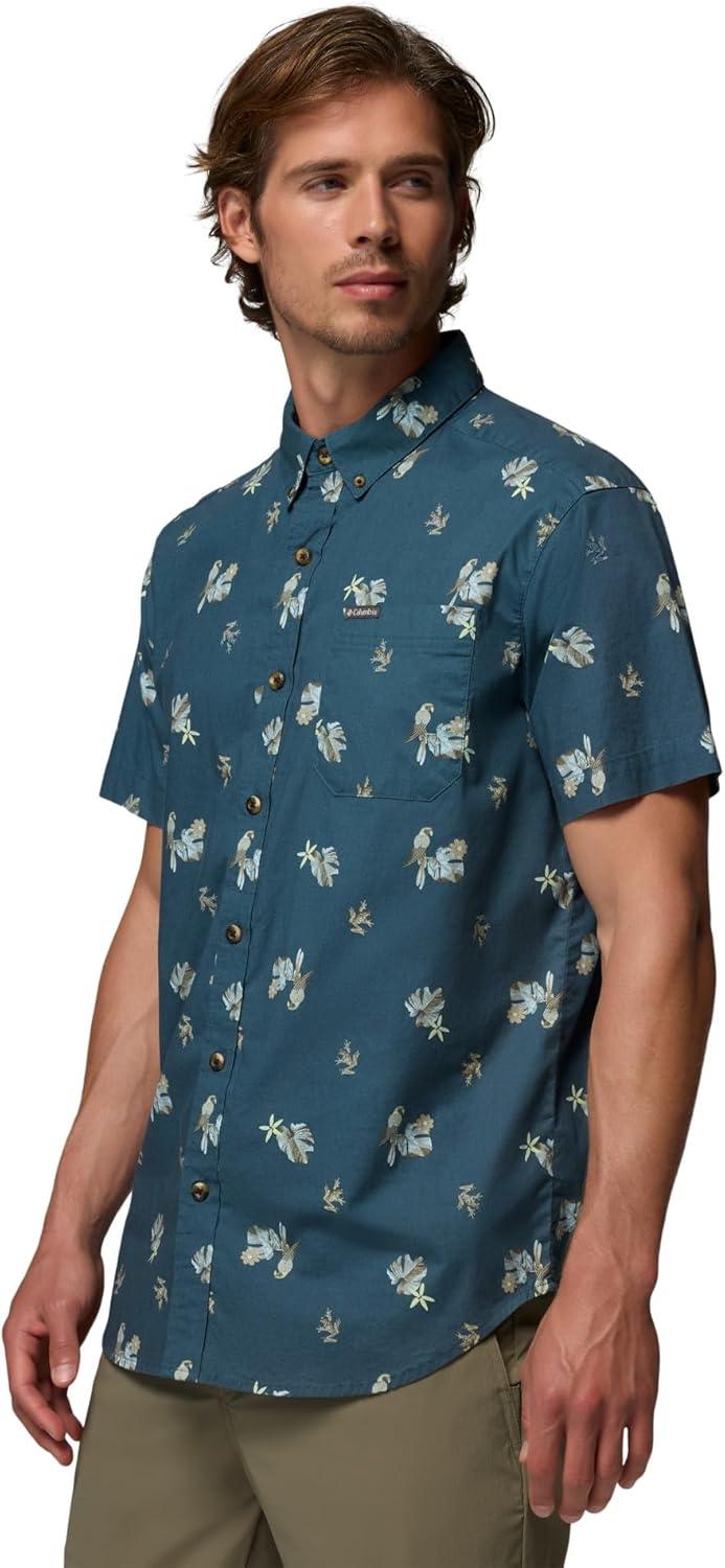 imageColumbia Mens Rapid Rivers Printed Short Sleeve Shirt Comfort StretchEverblueMacaws