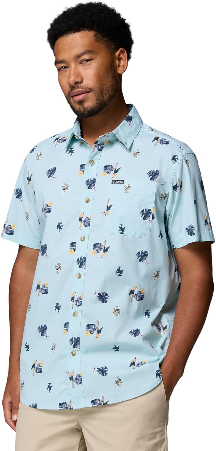 imageColumbia Mens Rapid Rivers Printed Short Sleeve Shirt Comfort StretchMarine LightMacaws