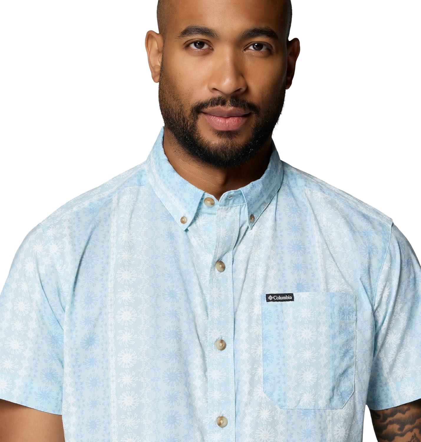 imageColumbia Mens Rapid Rivers Printed Short Sleeve Shirt Comfort StretchMarine LightWildflower