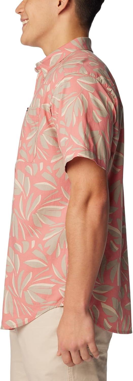 imageColumbia Mens Rapid Rivers Printed Short Sleeve Shirt Comfort StretchPink Agave Areca