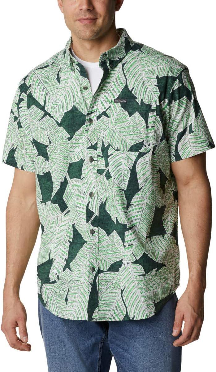 imageColumbia Mens Rapid Rivers Printed Short Sleeve Shirt Comfort StretchRain Forest Its Bananas Print