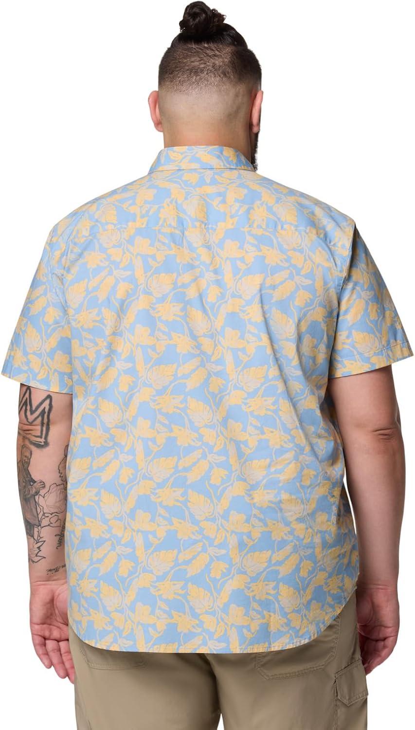 imageColumbia Mens Rapid Rivers Printed Short Sleeve Shirt Comfort StretchRipple Blue Vined