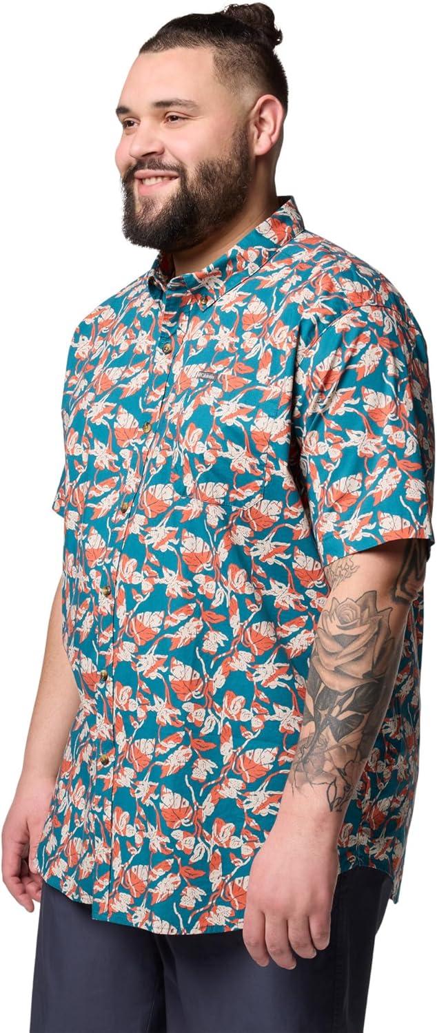 imageColumbia Mens Rapid Rivers Printed Short Sleeve Shirt Comfort StretchRiver Blue Vined