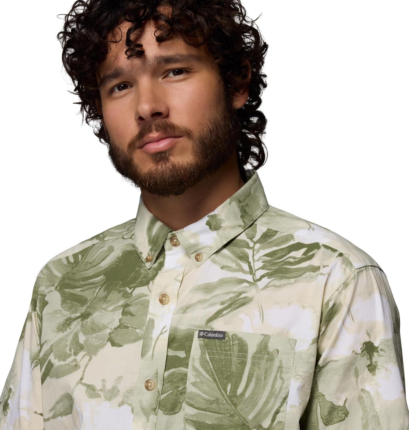 imageColumbia Mens Rapid Rivers Printed Short Sleeve Shirt Comfort StretchSafariFlowerblur