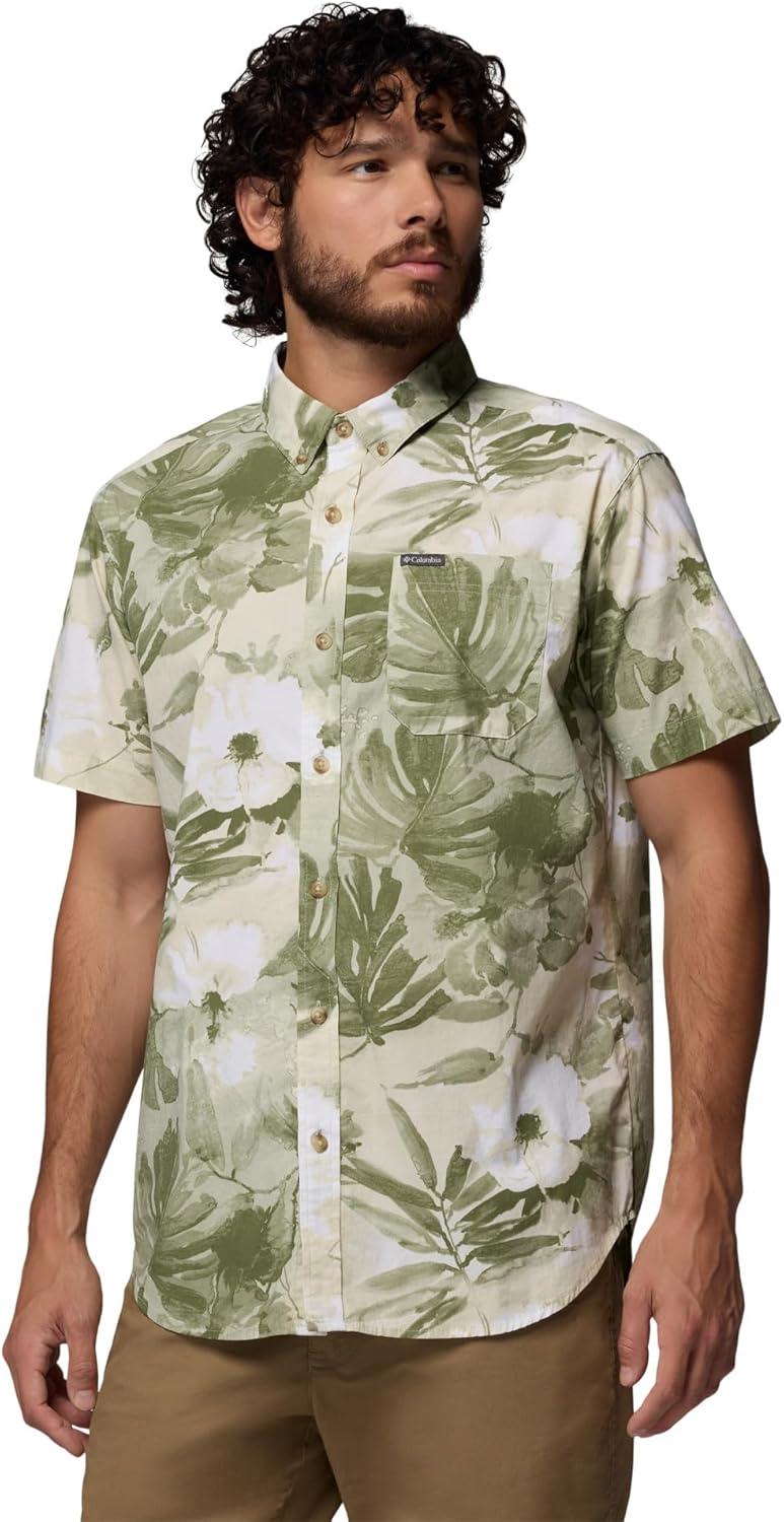 imageColumbia Mens Rapid Rivers Printed Short Sleeve Shirt Comfort StretchSafariFlowerblur