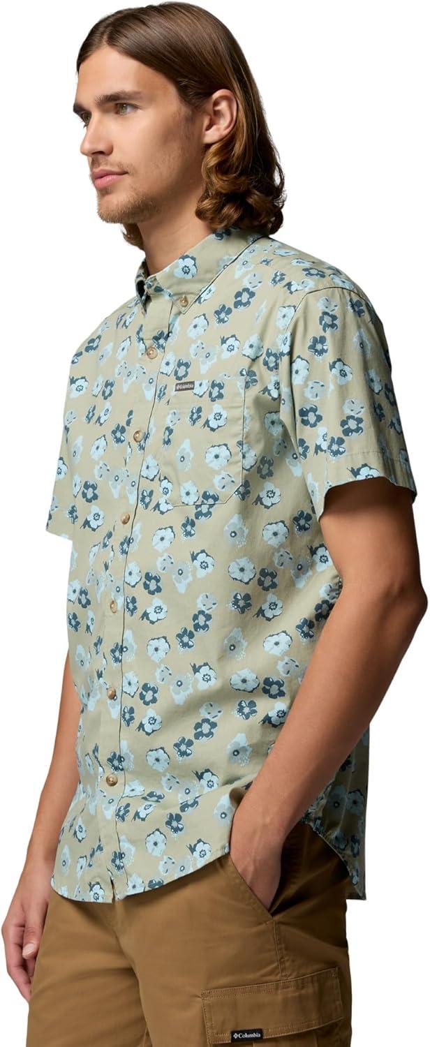 imageColumbia Mens Rapid Rivers Printed Short Sleeve Shirt Comfort StretchSafariFloweret