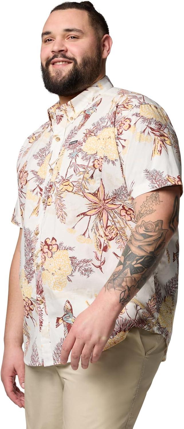 imageColumbia Mens Rapid Rivers Printed Short Sleeve Shirt Comfort StretchSea Salt Outbacked