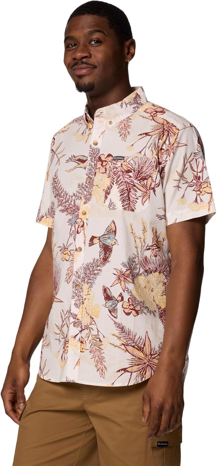 imageColumbia Mens Rapid Rivers Printed Short Sleeve Shirt Comfort StretchSea Salt Outbacked