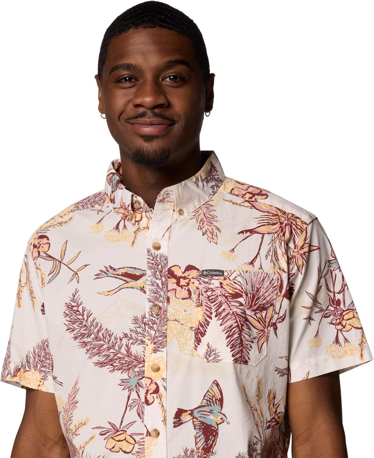 imageColumbia Mens Rapid Rivers Printed Short Sleeve Shirt Comfort StretchSea Salt Outbacked