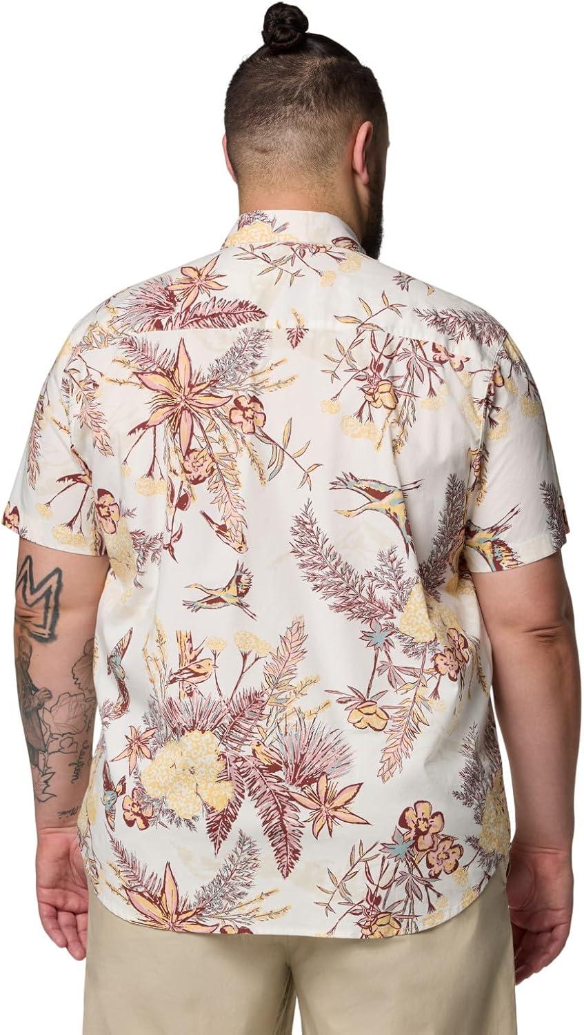 imageColumbia Mens Rapid Rivers Printed Short Sleeve Shirt Comfort StretchSea Salt Outbacked