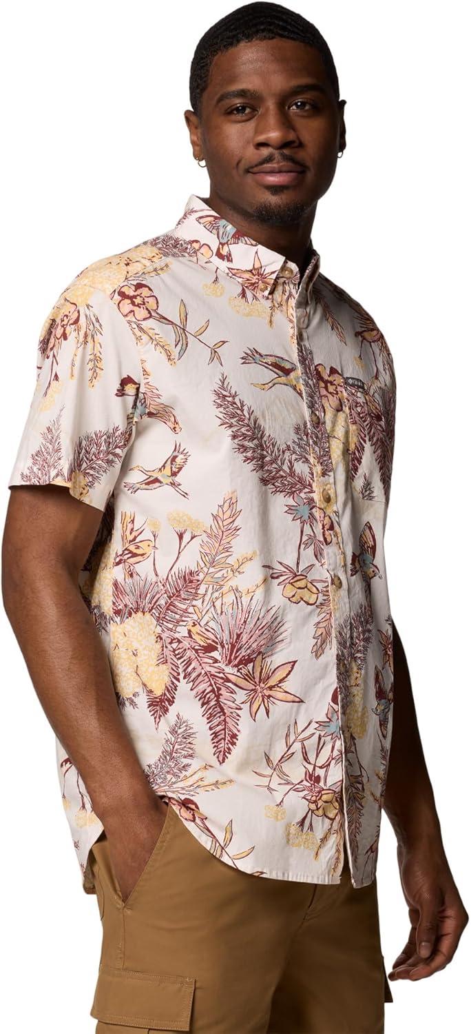 imageColumbia Mens Rapid Rivers Printed Short Sleeve Shirt Comfort StretchSea Salt Outbacked