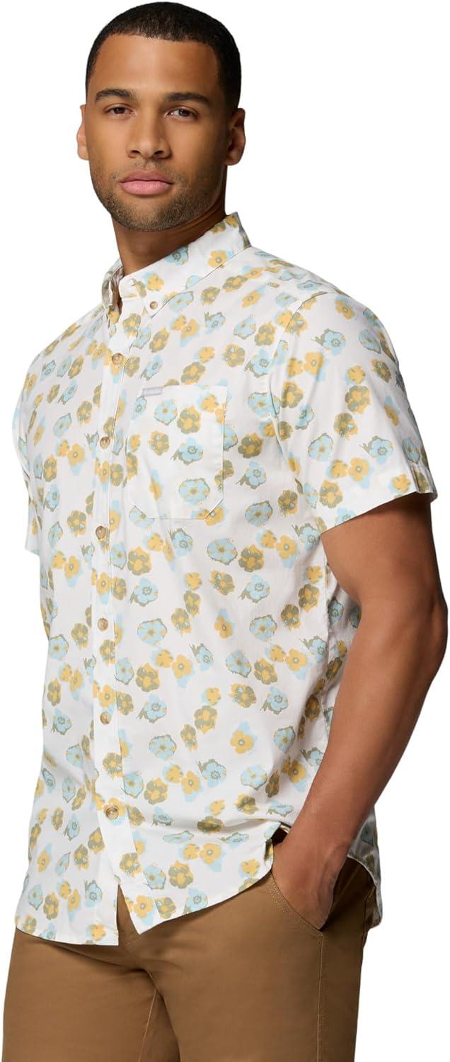 imageColumbia Mens Rapid Rivers Printed Short Sleeve Shirt Comfort StretchSea SaltFloweret