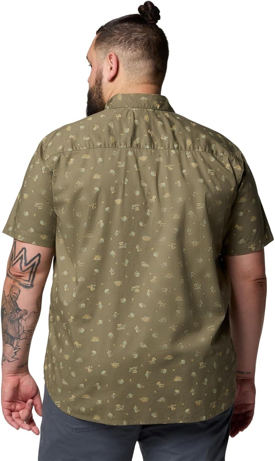 imageColumbia Mens Rapid Rivers Printed Short Sleeve Shirt Comfort StretchStone Green Deserted