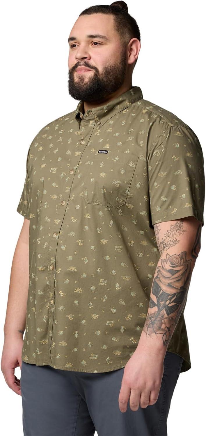 imageColumbia Mens Rapid Rivers Printed Short Sleeve Shirt Comfort StretchStone Green Deserted