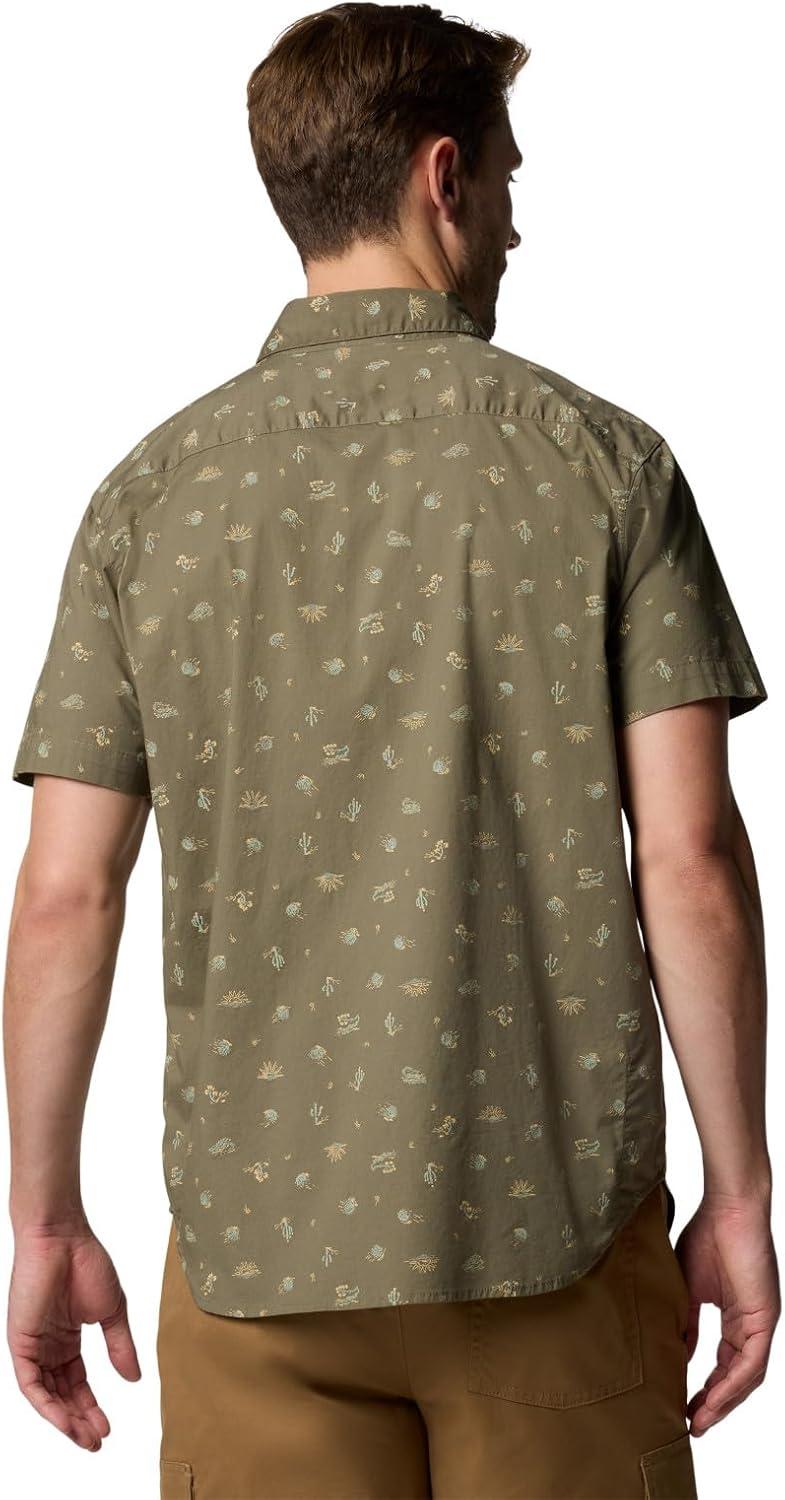 imageColumbia Mens Rapid Rivers Printed Short Sleeve Shirt Comfort StretchStone Green Deserted