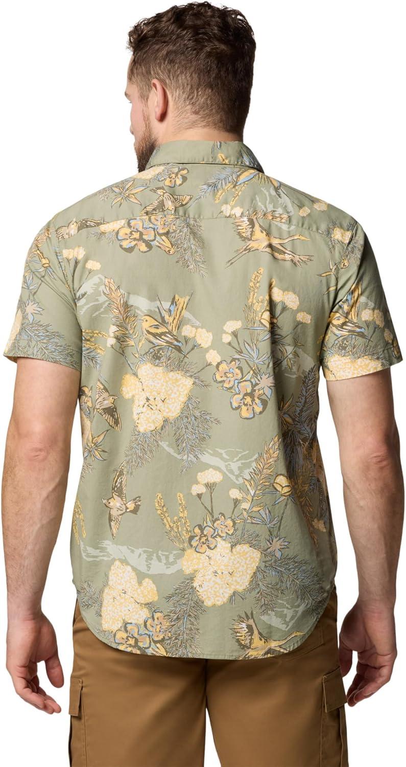 imageColumbia Mens Rapid Rivers Printed Short Sleeve Shirt Comfort StretchStone Green Outbacked