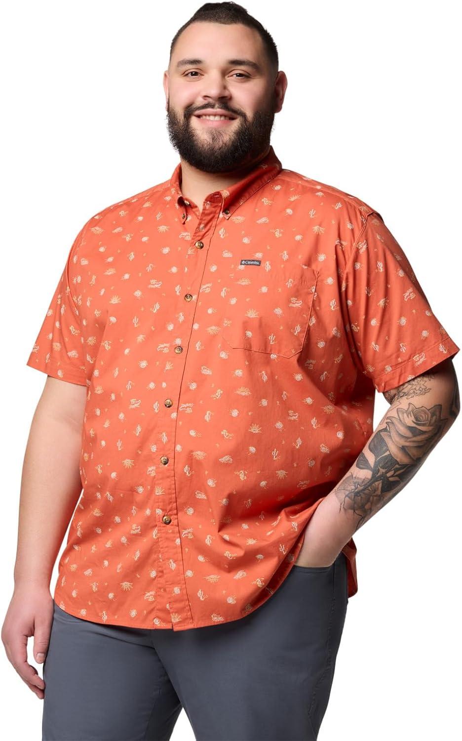 imageColumbia Mens Rapid Rivers Printed Short Sleeve Shirt Comfort StretchTuscan Deserted
