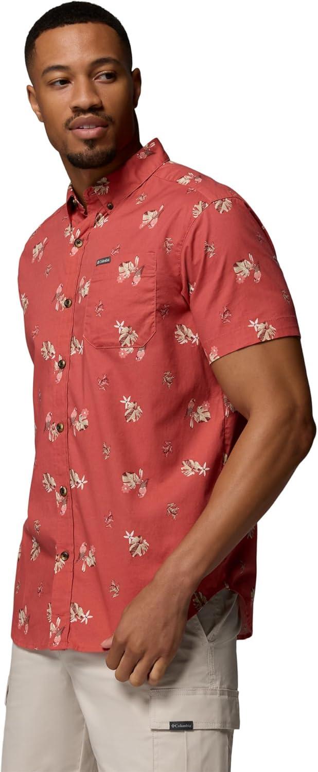 imageColumbia Mens Rapid Rivers Printed Short Sleeve Shirt Comfort StretchWashed RedMacaws