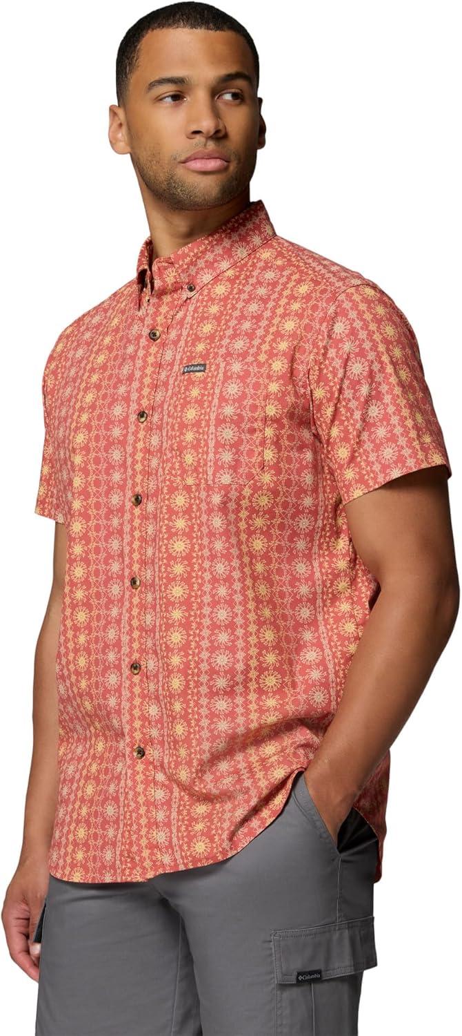 imageColumbia Mens Rapid Rivers Printed Short Sleeve Shirt Comfort StretchWashed RedWildflower