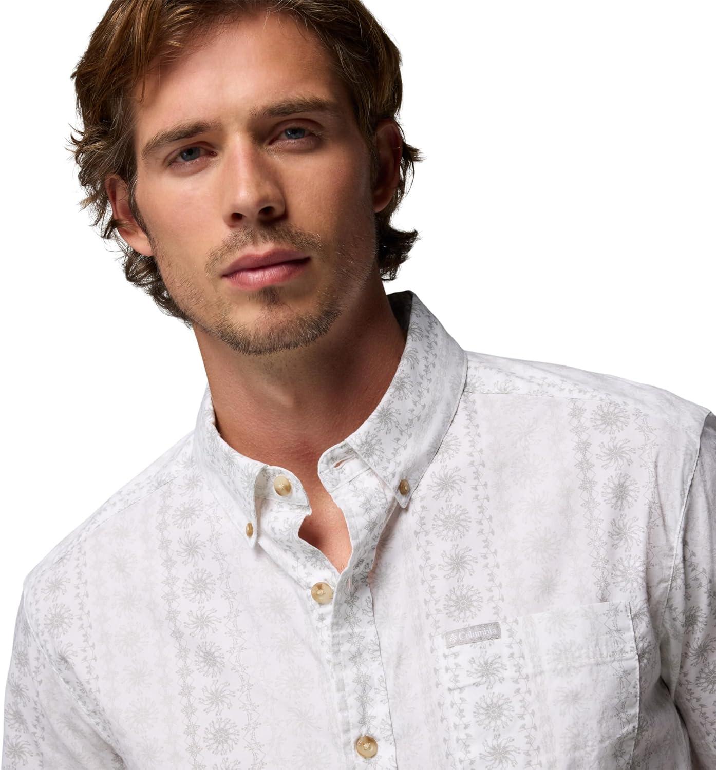 imageColumbia Mens Rapid Rivers Printed Short Sleeve Shirt Comfort StretchWhiteWildflower