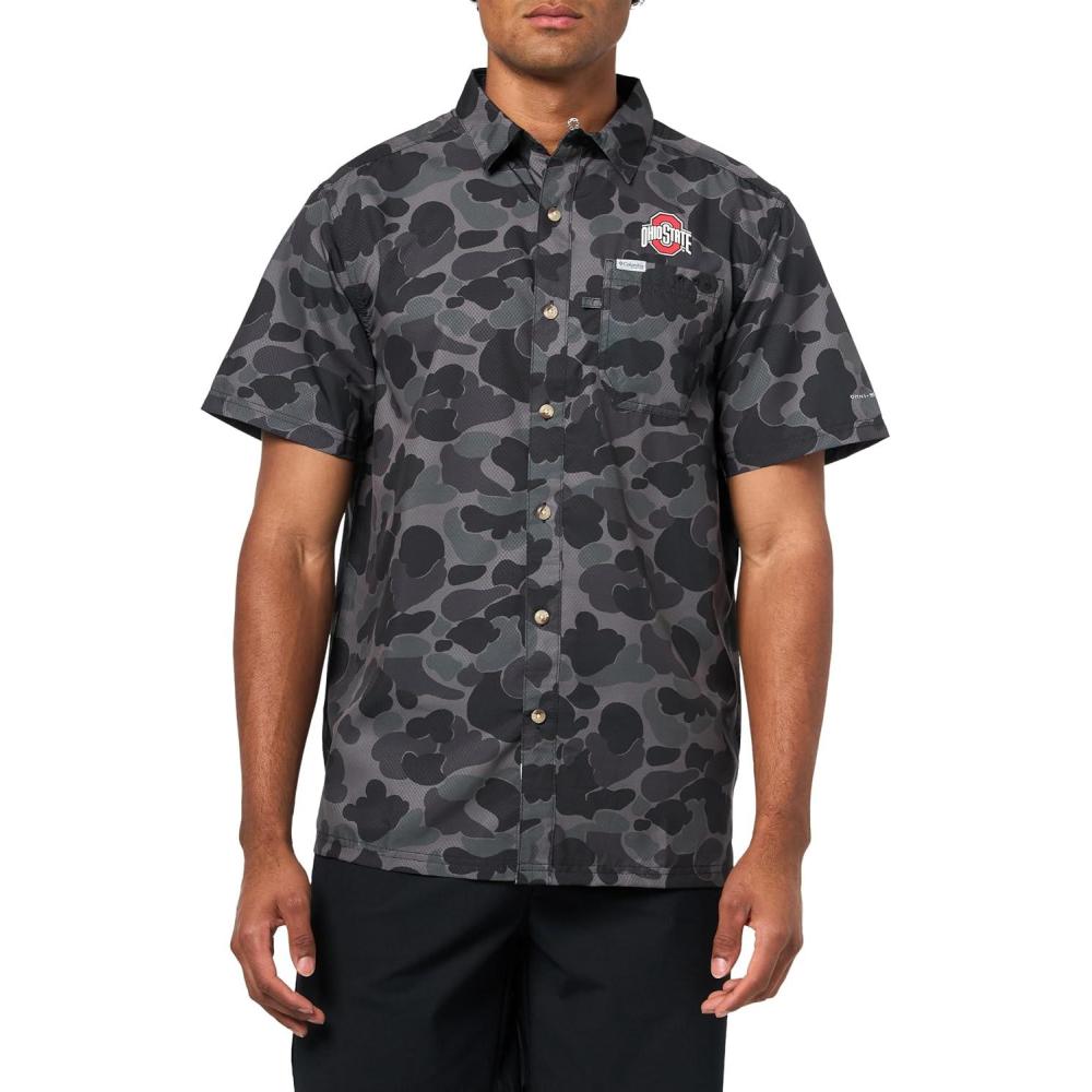 imageColumbia Mens Collegiate Super Slack Tide ShirtOs  Black Deltahunter Camo