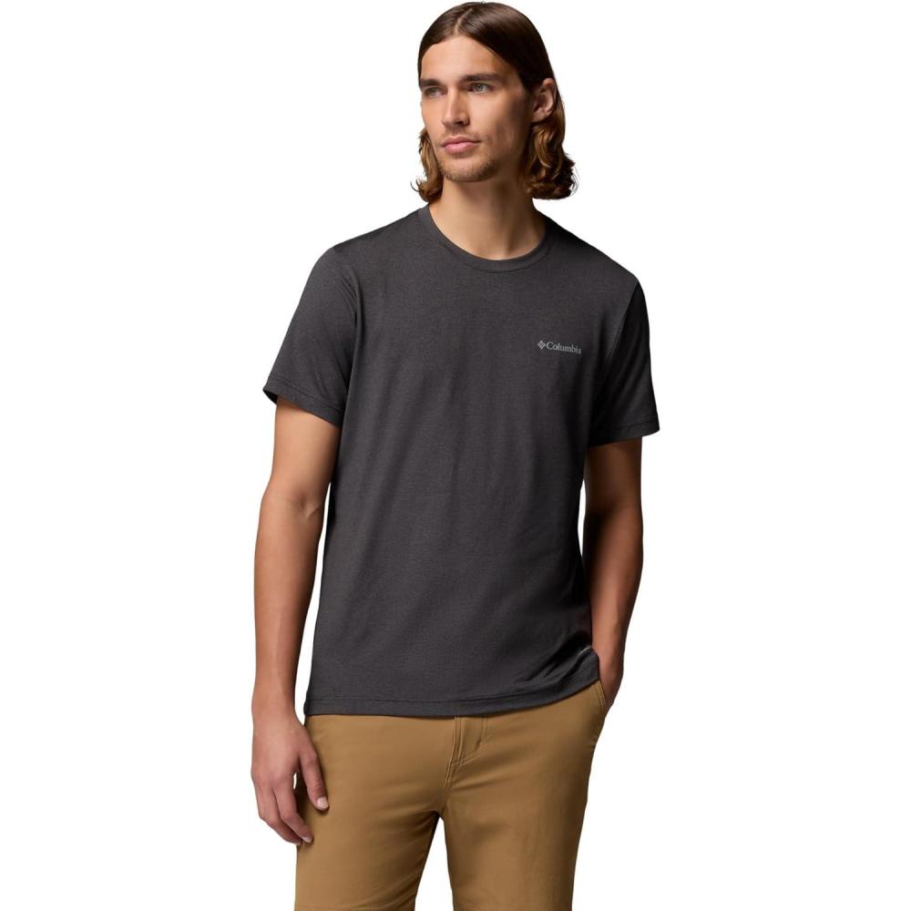 imageColumbia Mens Parsons Point Short Sleeve Back Graphic TeeBlack HeatherSplatter Gem