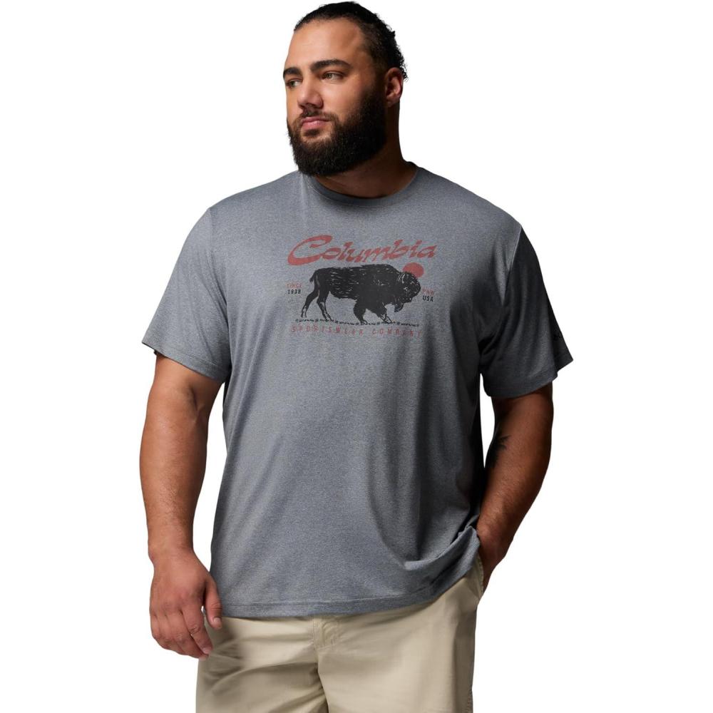 imageColumbia Mens Parsons Point Short Sleeve Graphic TeeCity Grey HeatherRetro Roamer