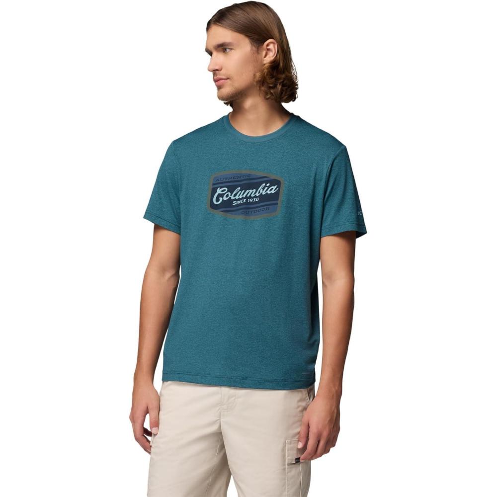 imageColumbia Mens Parsons Point Short Sleeve Graphic TeeEverblue HeatherBadge Label