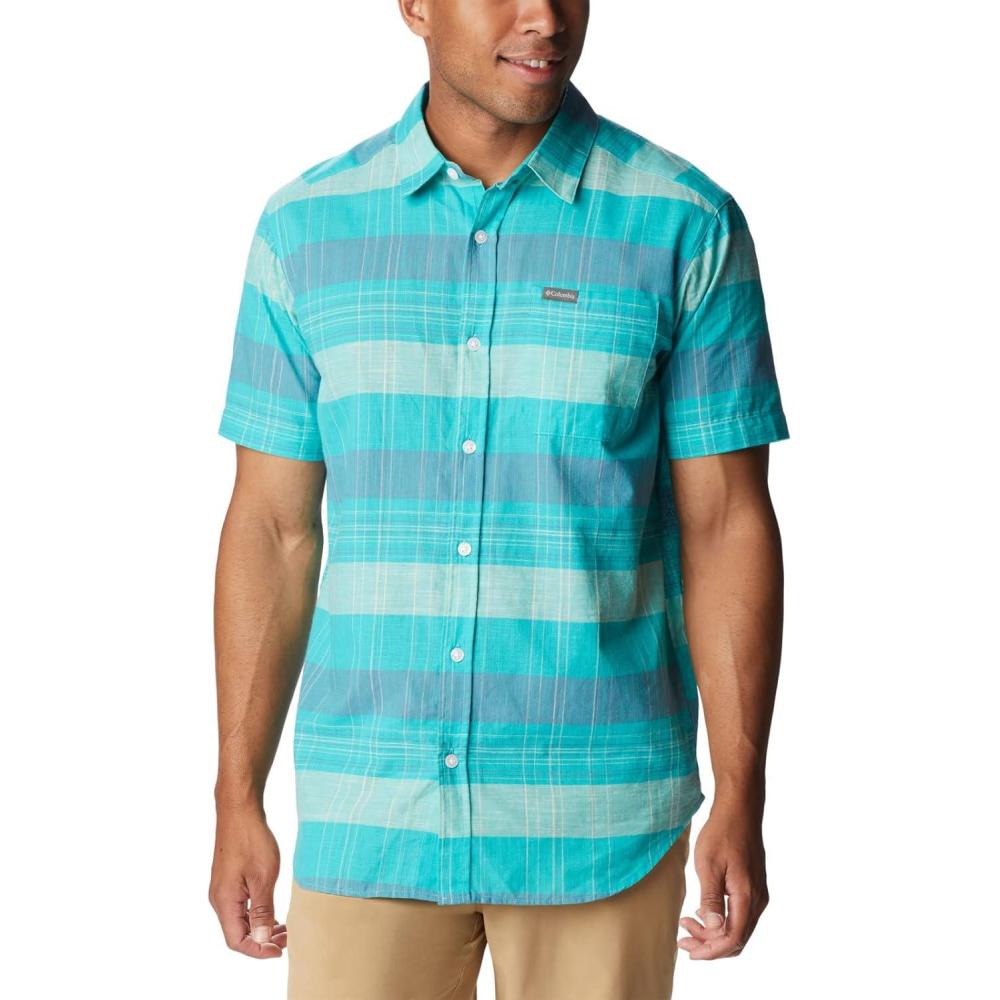 imageColumbia Mens Rapid Rivers Novelty Short SleeveBright Aqua Scattered Stripe