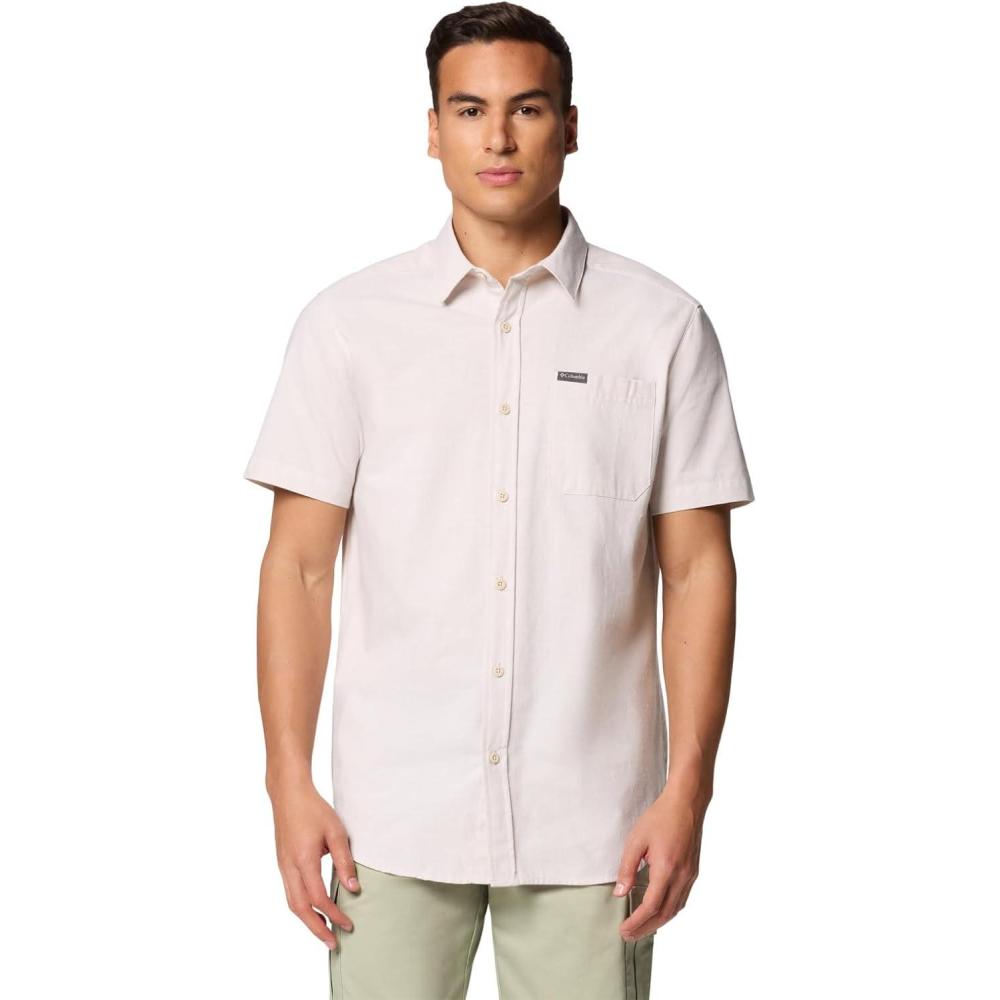imageColumbia Mens Rapid Rivers Novelty Short SleeveDark Stone Diamond Dobby Chambray