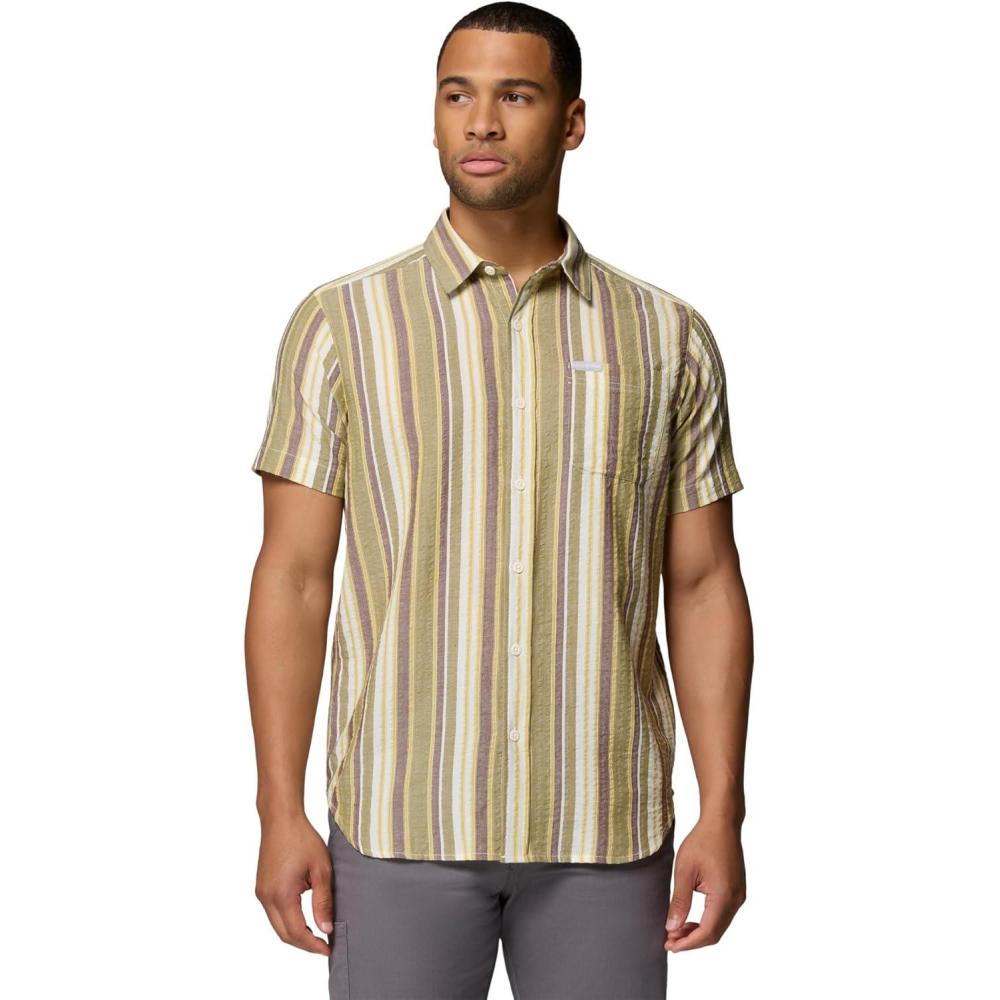 imageColumbia Mens Rapid Rivers Novelty Short SleeveMossy GreenIsle Stripe