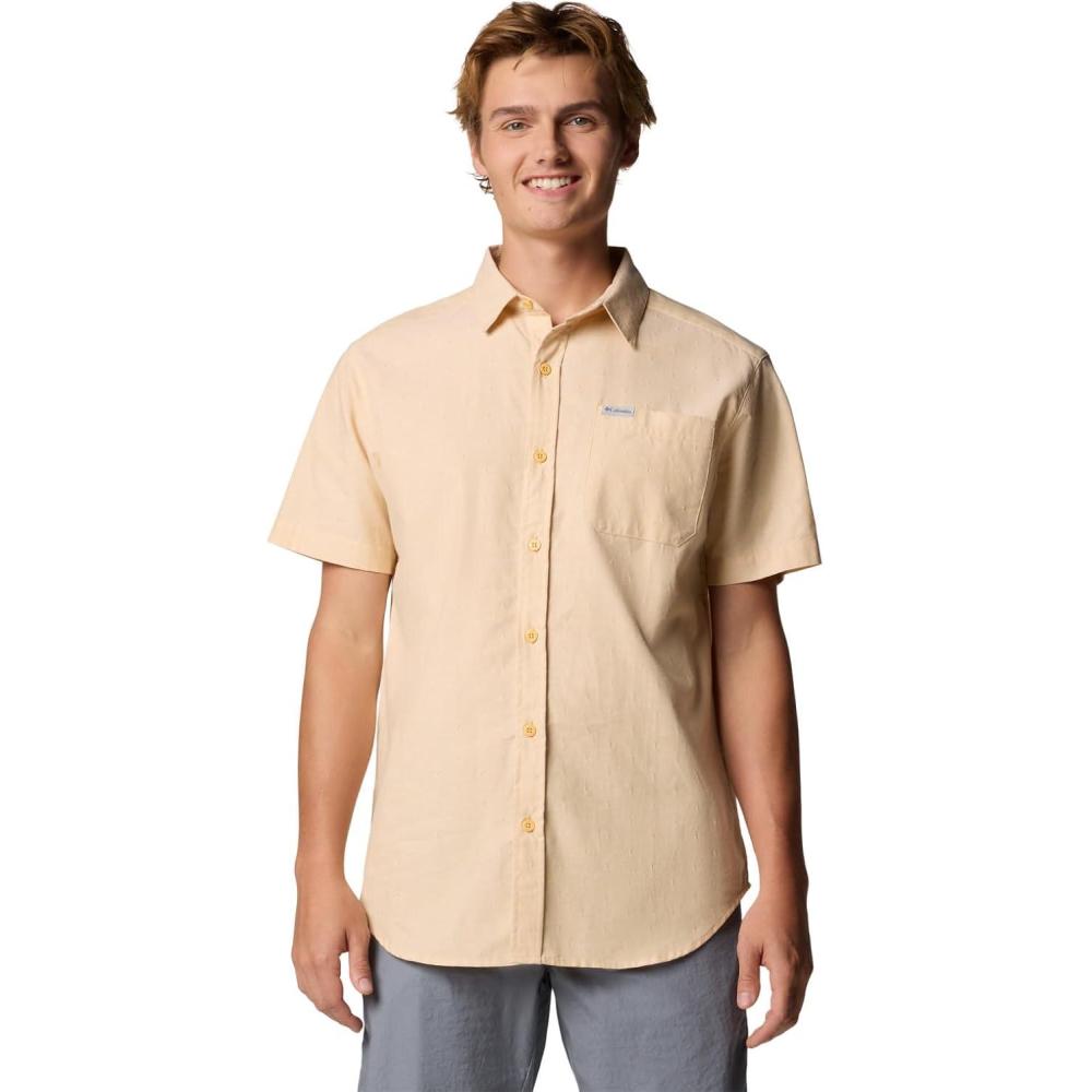imageColumbia Mens Rapid Rivers Novelty Short SleeveSand Dune Diamond Dobby Chambray