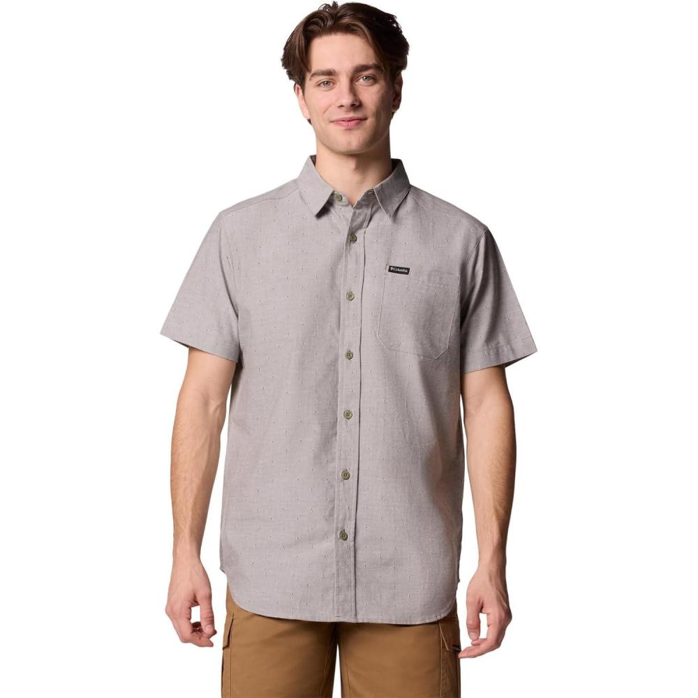 imageColumbia Mens Rapid Rivers Novelty Short SleeveStone Green Diamond Dobby Chambray