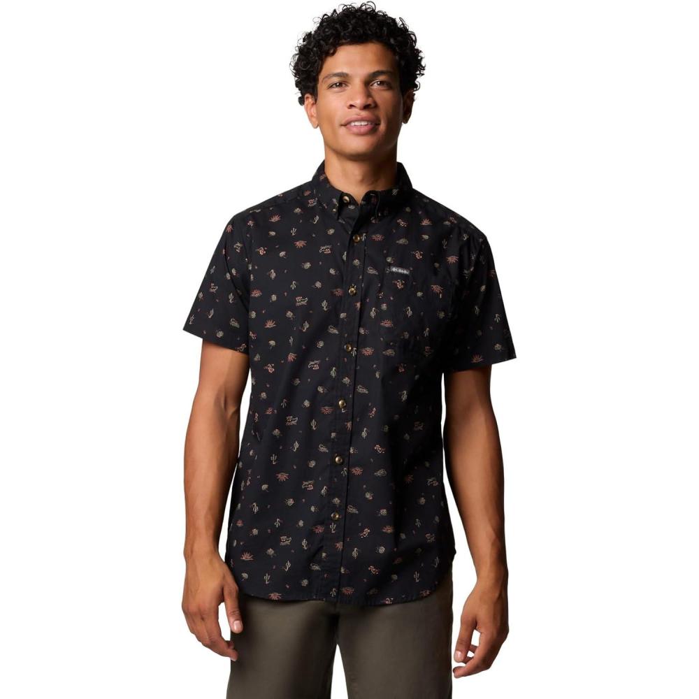 imageColumbia Mens Rapid Rivers Printed Short Sleeve Shirt Comfort StretchBlack Deserted