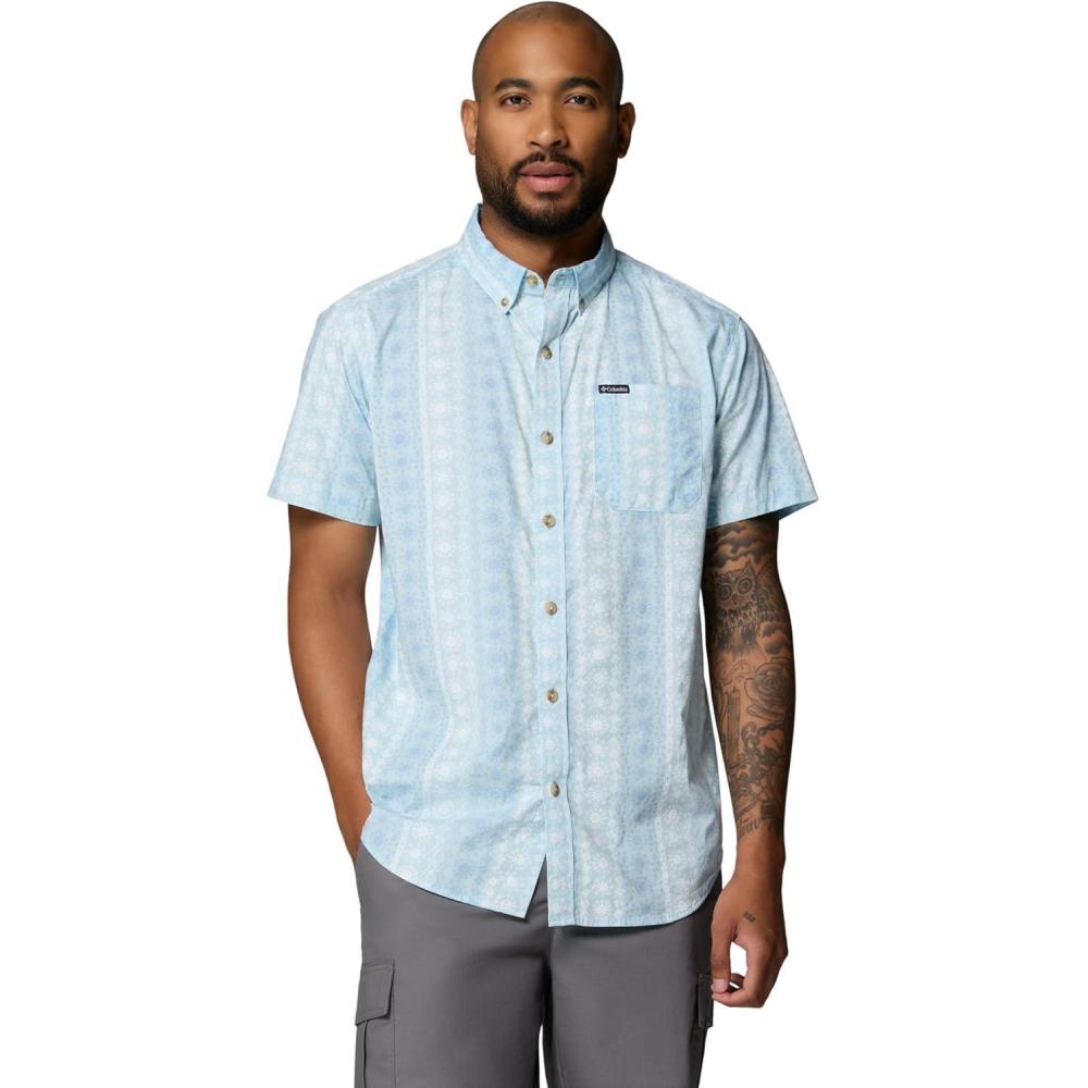 imageColumbia Mens Rapid Rivers Printed Short Sleeve Shirt Comfort StretchMarine LightWildflower