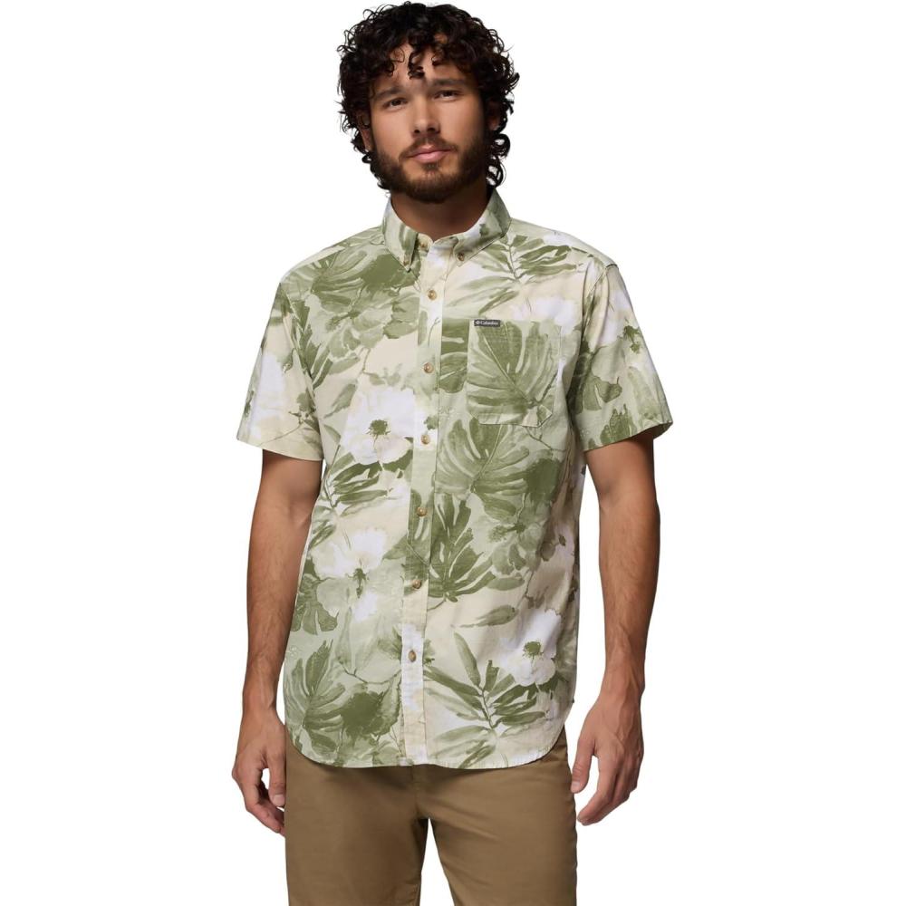 imageColumbia Mens Rapid Rivers Printed Short Sleeve Shirt Comfort StretchSafariFlowerblur