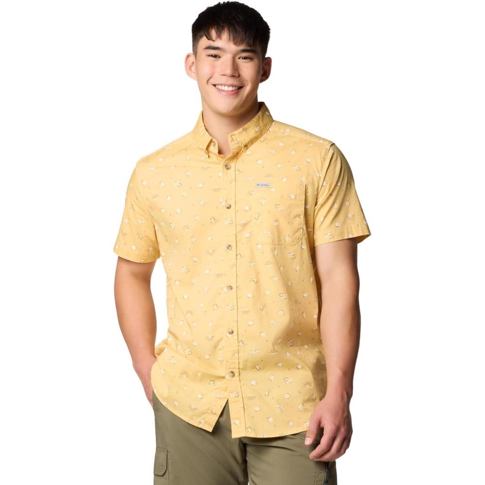 imageColumbia Mens Rapid Rivers Printed Short Sleeve Shirt Comfort StretchSand Dune Deserted