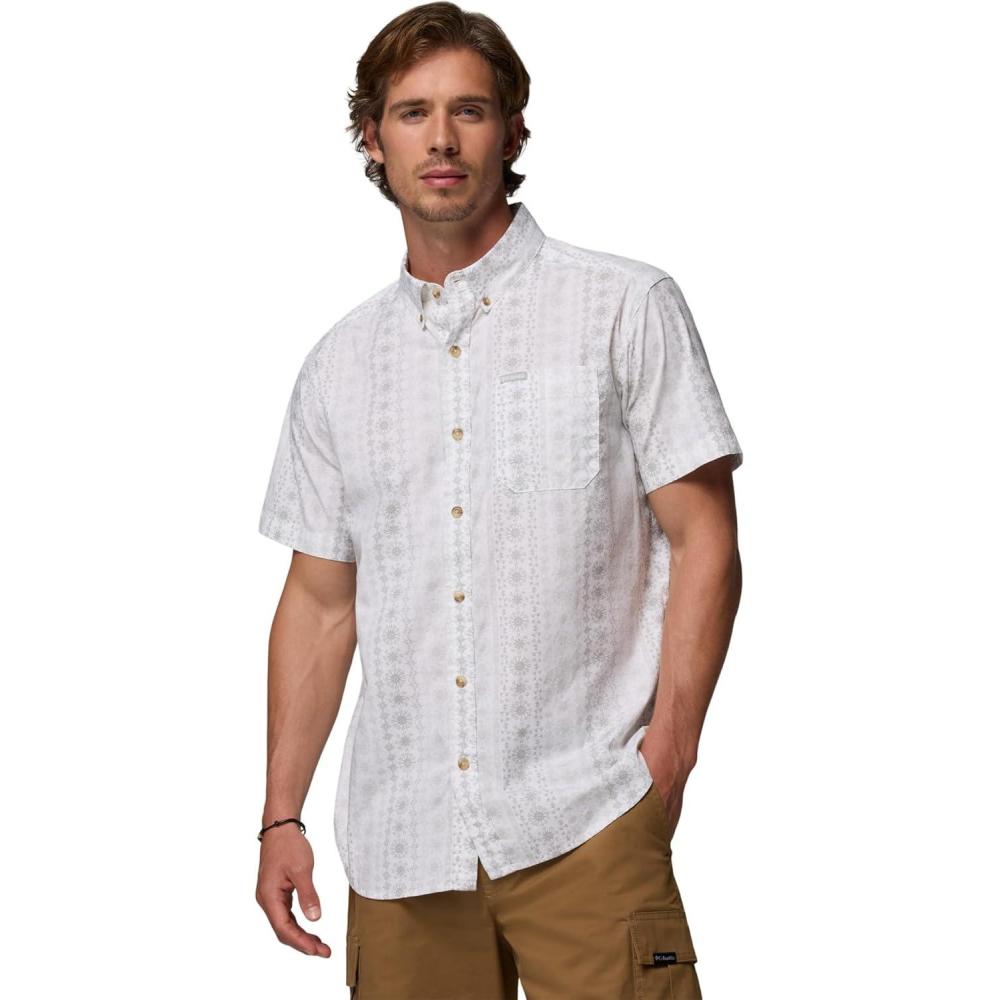 imageColumbia Mens Rapid Rivers Printed Short Sleeve Shirt Comfort StretchWhiteWildflower