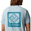 Columbia Mens Parsons Point Short Sleeve Back Graphic Tee(Marine Light Heather/Athletic Gem Badge)
