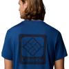 Columbia Mens Parsons Point Short Sleeve Back Graphic Tee(Mountain Blue Heather/Athletic Gem Badg)