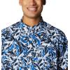 Columbia Men’s Rapid Rivers Printed Short Sleeve Shirt, Comfort Stretch(Bright Indigo Leaf Camo)