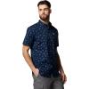 Columbia Men’s Rapid Rivers Printed Short Sleeve Shirt, Comfort Stretch(Collegiate Navy Deserted)
